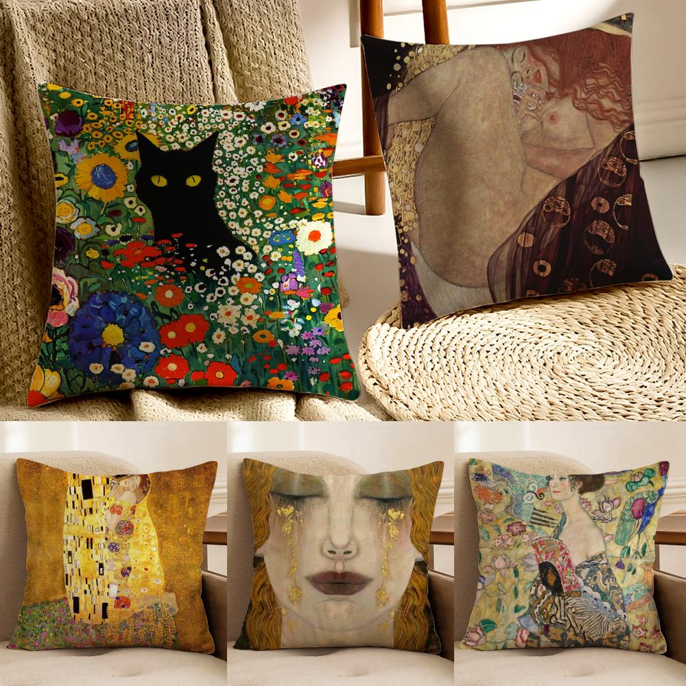 Exquisite Fashion Items Unisex Nouveau Austrian Art G-Gustav Klimt Cushion Cover Pillowcase Anti-Dustmite Living Room Sofa Decor Cushion Room