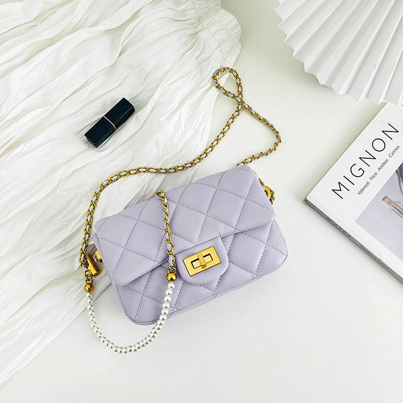 Diamond Embroidered Thread Small Bag for Women's Sweet New Summer Chain Crossbody Bag Fashionable and Versatile One Shoulder Small Square Bag