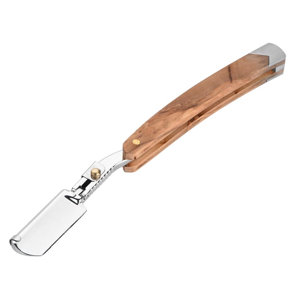 Retro Wood Handle   10pcs Blade Head Shaving Razor Folding Shaver Male Face Cleansing Care Tool