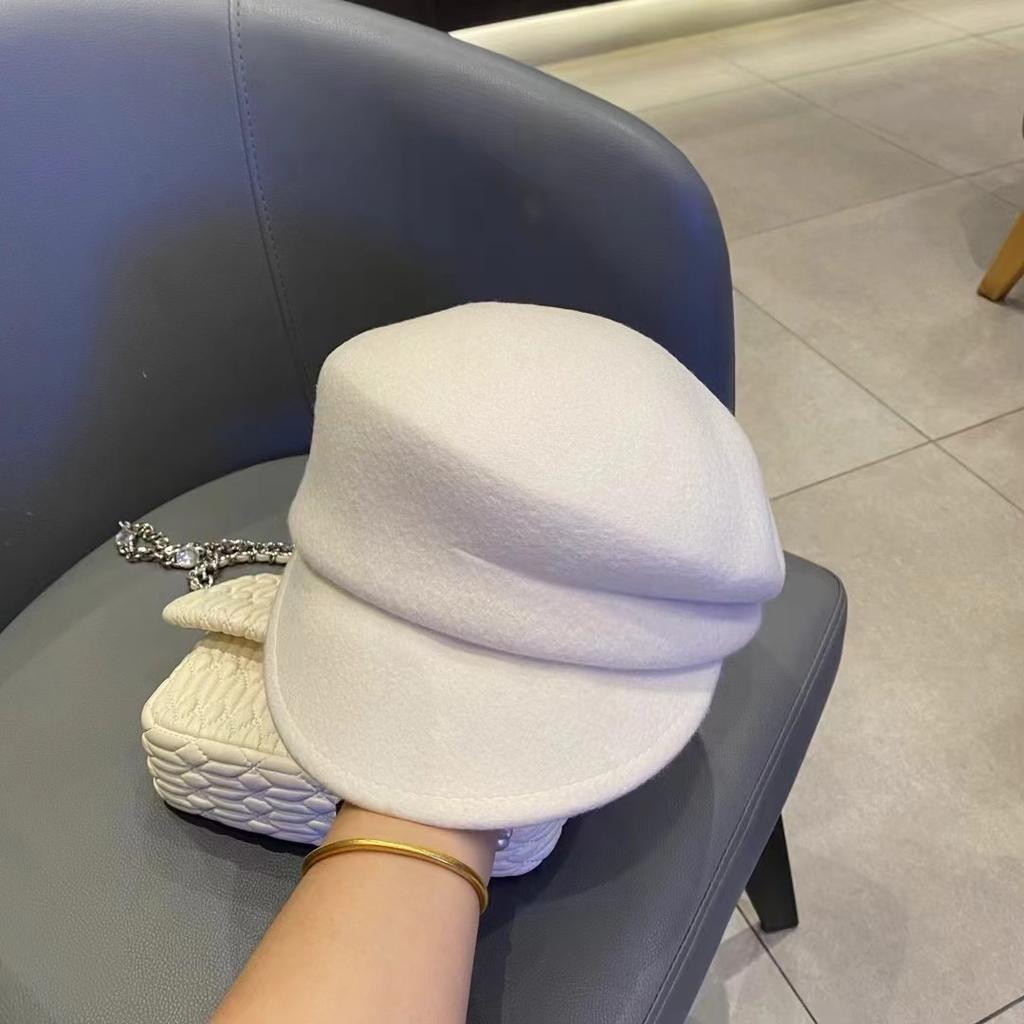 Japanese Pure Wool Newspaper Girl's Autumn and Winter Baseball Cap Showing Face Small Beret Top Hat