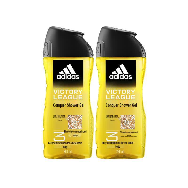 Adidas Men s Conquer 3-in-1 Shower Gel, Shampoo  Face Wash (2x250ml)