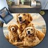 Golden Retriever Round Area Rug,Carpet Rug for Living Room Bedroom Sofa Playroom Decor,Non-slip Floor Mat