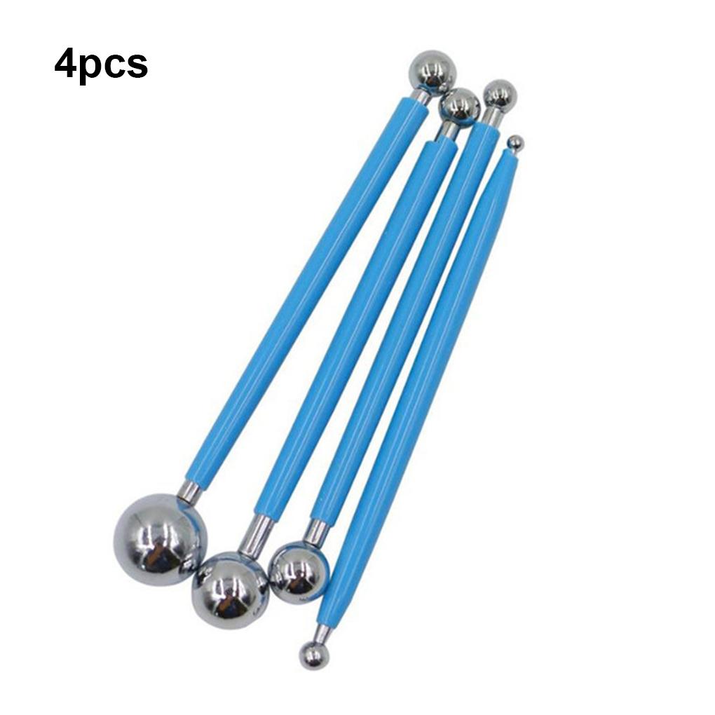 4Pcs Stainless Steel Tools Spherical Sugar Set Group Double Head Clay Sewing Pen Cake Cooking Accessory StylusProfessional