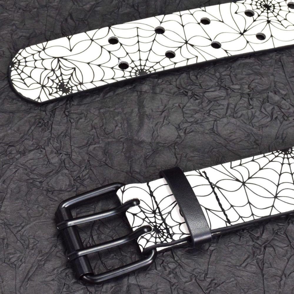 Rhinestone Goth Style Belt Punk-Style Halloween Skeleton Waistband Skull Print Belt Streetwear
