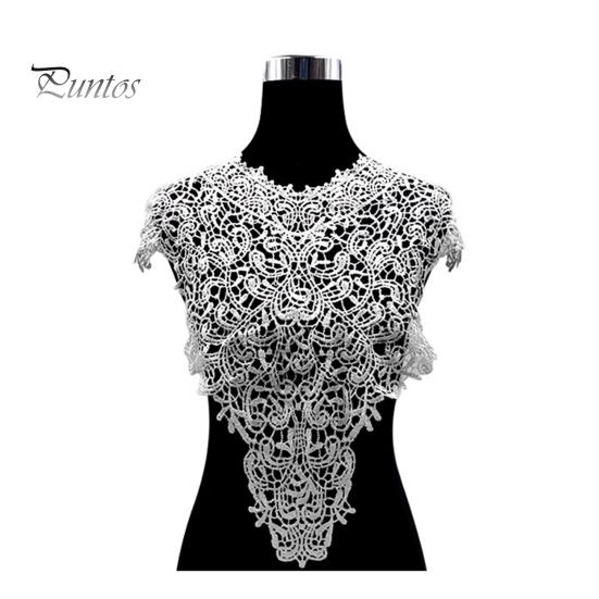 

Кружевной искусственный воротник, вышитый корсаж, полый дизайн, большие цветы, съемный передний/задний воротник, кружевная аппликация, женский шарм для швейного магазина B белый