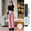 Black Chenier Wide Leg Pants Women's Pants Autumn and Winter Fleece Thickened Straight Pants Casual Skinny Corduroy Pants