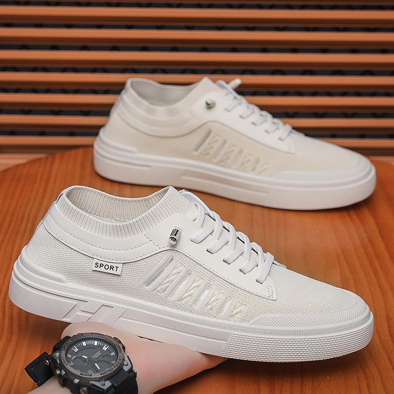 Summer Men's Shoes New Breathable Canvas Shoes Men's Trend Versatile Flying Woven Sports Shoes Casual Board Shoes Trendy Shoes