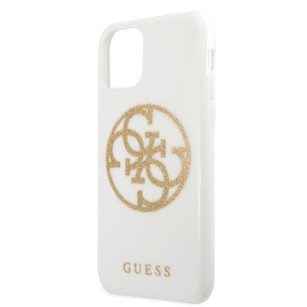 Guess Guhcn65Tpuwhglg Iphone 11 Promax Biały/White Hard Case Glitter 4G Circle Logo
