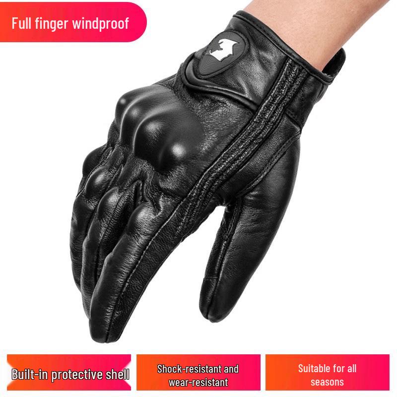 "Summer Windproof Retro Leather Motorcycle Gloves: Breathable, Anti-Fall, for Harley Riding"