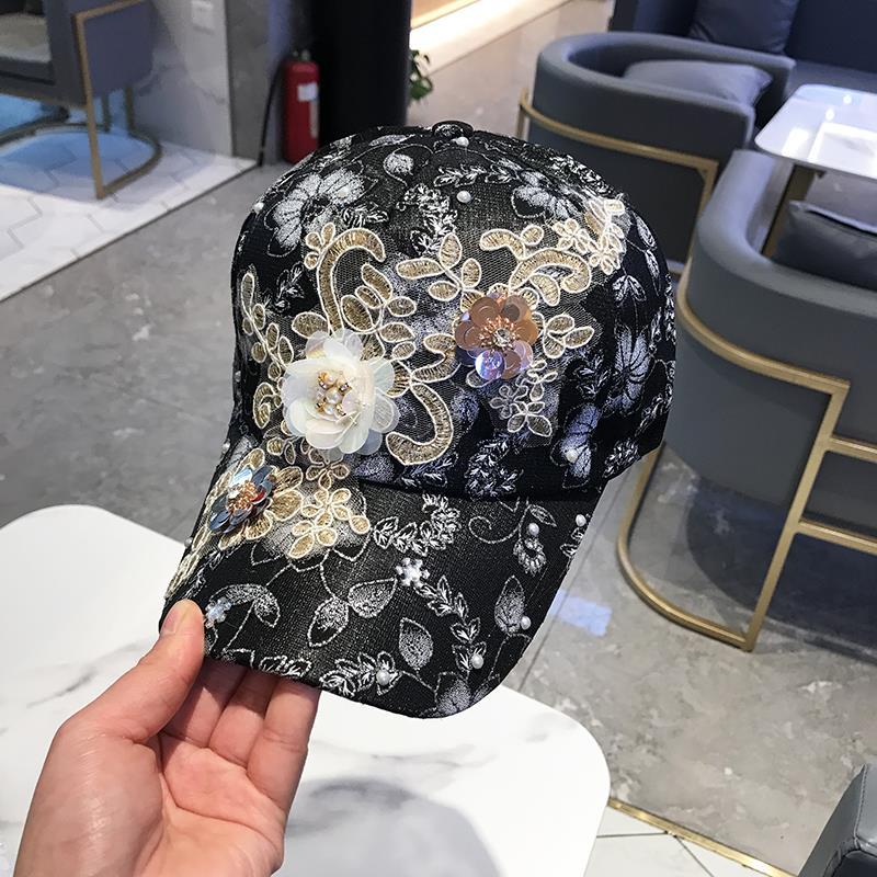 Hat Women's Baseball Cap Versatile Flower Cap Spring and Summer Breathable Sun Hat Korean Version