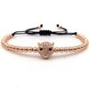 Leopard Head Charm Bracelet Men Luxurious Adjustable Braided Macrame Beaded Bracelet For Men Jewelry Gift