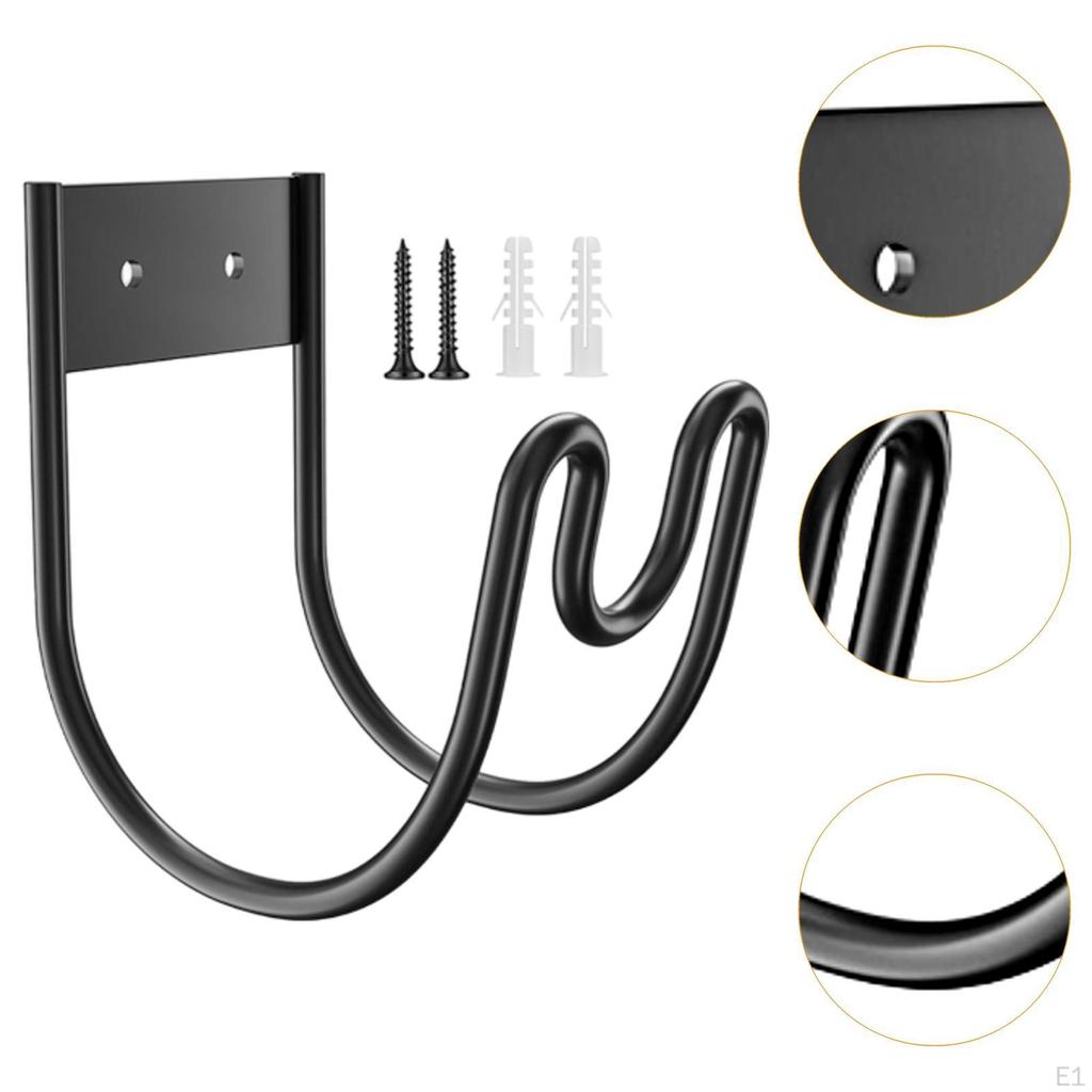 Garden Hose Holder Hook Black Wall Mount Water Pipe Hanger Utility