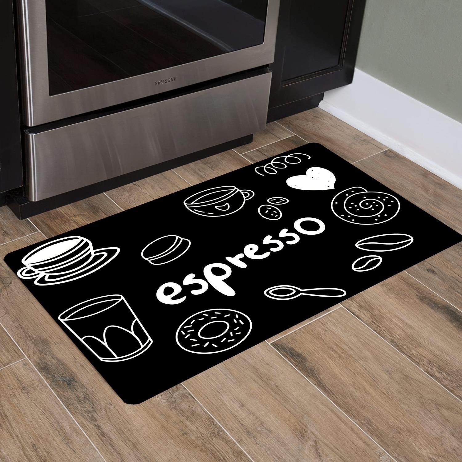 

1PC Espresso Pattern Kitchen Rug Non-Slip Door Mats Pop design Bathroom Rug Bath Mat Carpet for Home Sink Laundry Decor 40cm x 60cm