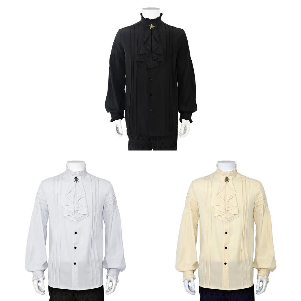 Camicia Pirata Steampunk Medievale a Maniche Lunghe per Uomo e Abbigliamento da Festa