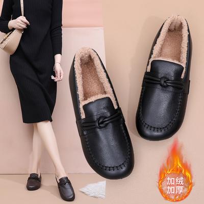 Fashion Women Shoes Winter New Sneakers Antiskid Thick Soled Cotton Plush Shoes Soft Soled Loafers Fashion Leather Shoes Zapatos Mujer