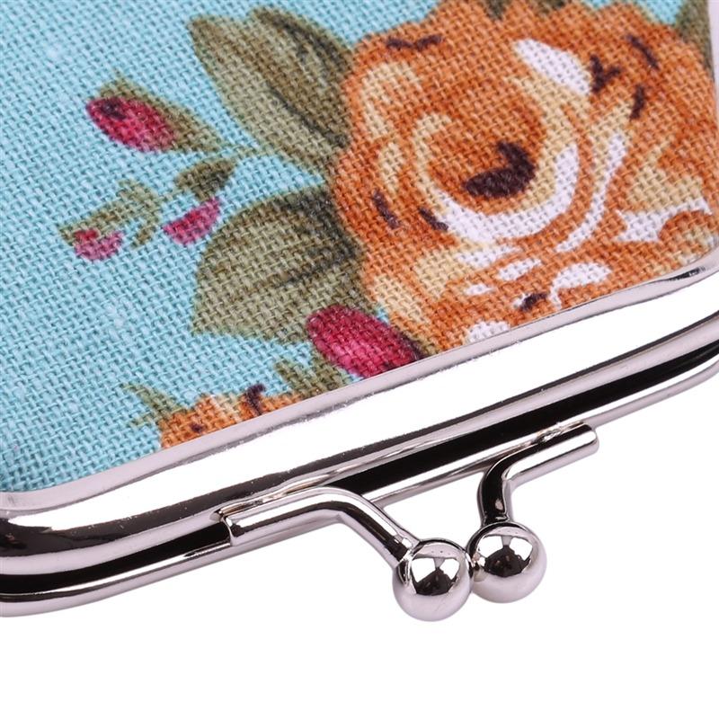 Rose Pattern Canvas Mini Coin Purse Women Small Change Wallet Cute Zipper Coin Bag For Girls Kids Fashion
