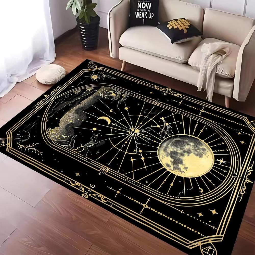 Mystical Tarot Inspired Carpet Featuring Star Moon and Sun Designs Anti-slip Floor Mat for Living Room Bedroom Decor Doormat