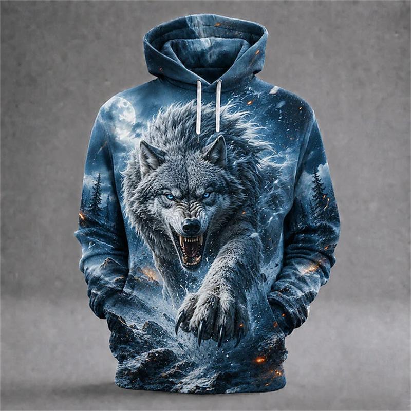 Women's Autumn Winter Fashion Hoodie Fierce Leopard Print Sweatshirt Loose Comfortable Plus-Size Fit Outdoor Street-Style Top