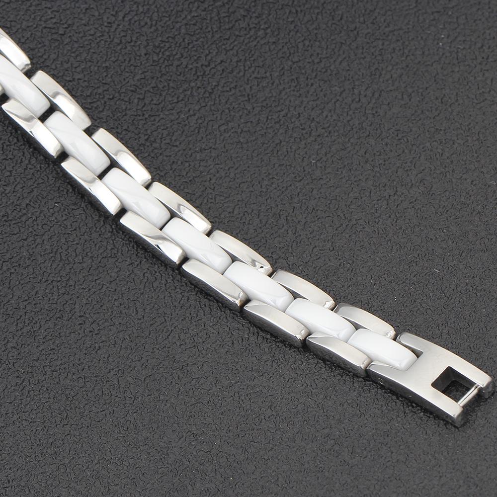 20cm Wit Keramisch Armband Bangle Roestvrij Staal Schakelarmband Sieraden voor Vrouwen en Mannen