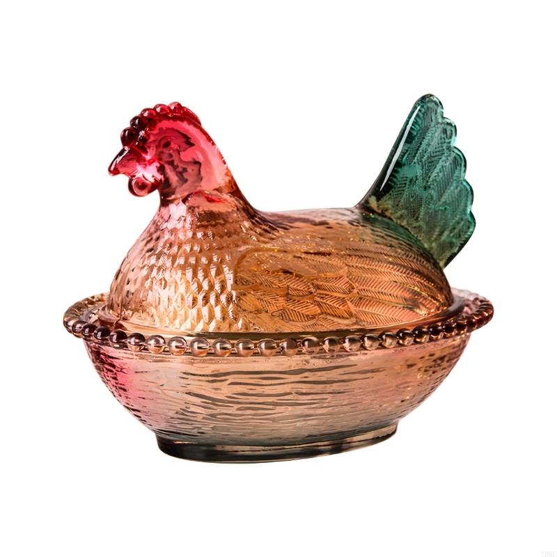 Конфетница с крышкой, Десертная тарелка Хрустальное стекло Куриная конфетница Подарок J0MC