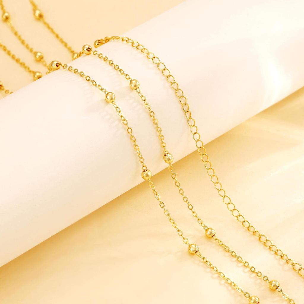 European-American Double Layer Bead & Metal Waist Chain - Women's Versatile Bikini Accessory