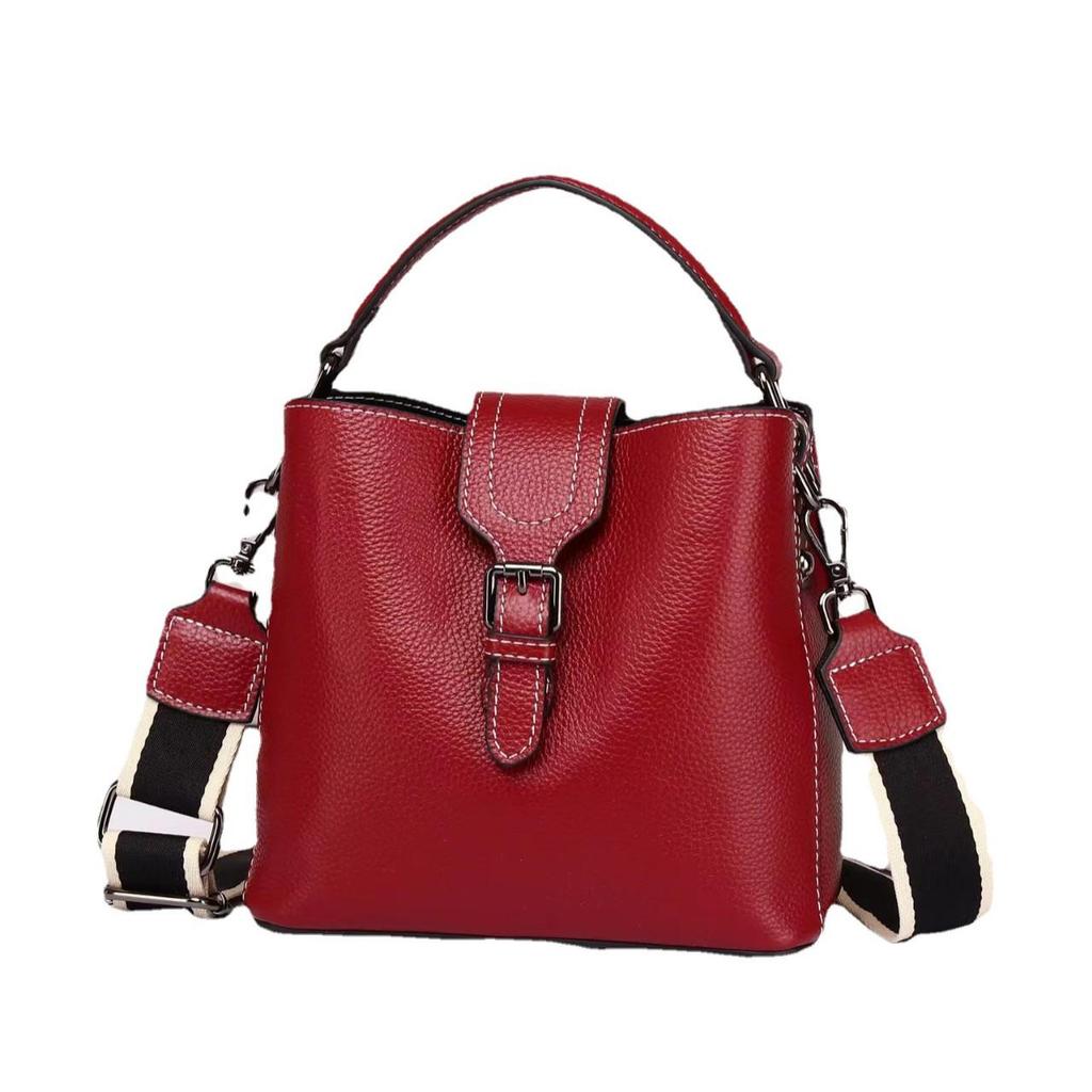 Genuine Leather Women's Versatile Shoulder & Messenger Bag - 2025 Fashion, Large Capacity, Portable Bucket Design