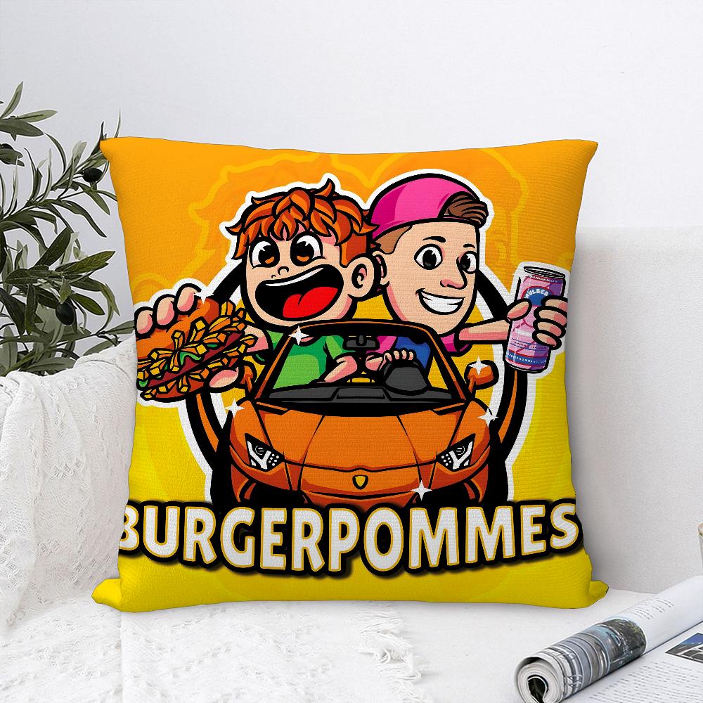 Burgerpommes I-ICrimax Cartoon Pillow Case Sofa Home Double-sided Printing Short Plush Cushion Cover Throw Pillow Cover Gifts