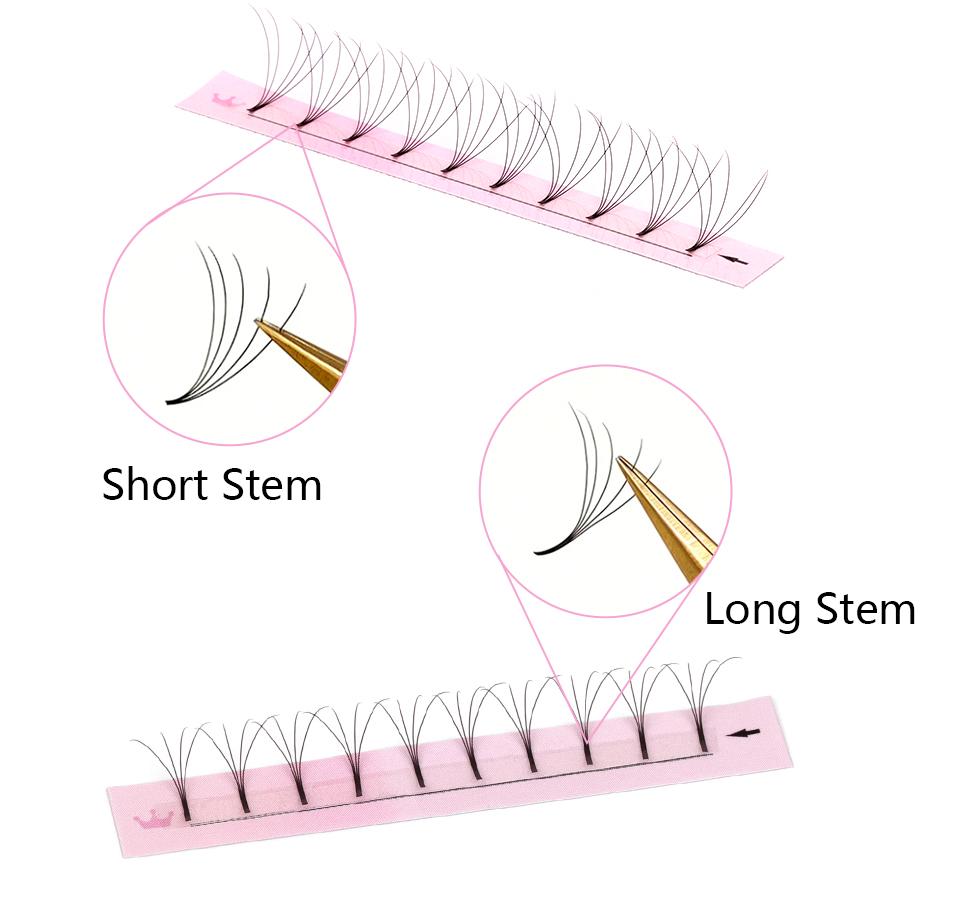 AGUUD 3D 4D 5D 6D Premade Volume Fans Short Stem Russian Volume Eyelash Extensions Soft Natural Long Stem Makeup Individual Lash