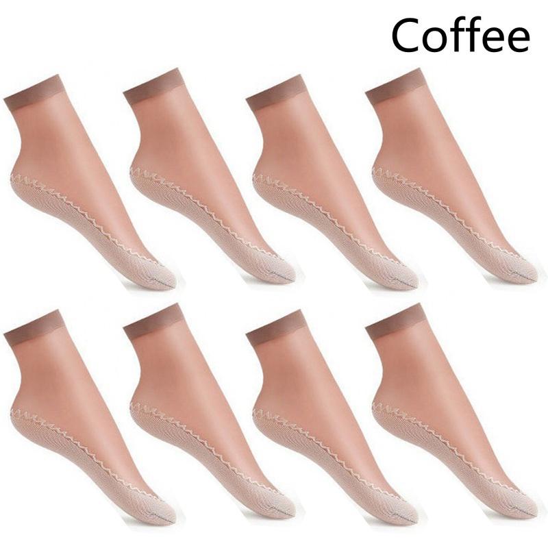 20pcs=10 Pairs Spring Summer Women Soft Socks Thin Silk Socks Non-Slip Bottom Splice Fashion Transparent Ladies Breathable Sock