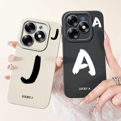 For Tecno Spark Go 2024 Case BG6 BG6i Pop 8 Simple A Z Letters Silicone Camera Protection Funda On Tecno Spark 20 20C Back Cover