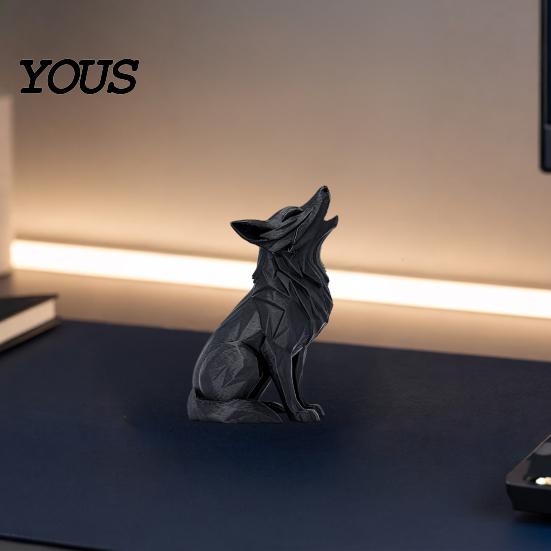 Mini Wolf Ornament Howling Statue, 3D Printed Animal Figurine, Standing Sitting Sculpture Decor for Desk Shelf, Gift Lovers Entrance Hall Decoration