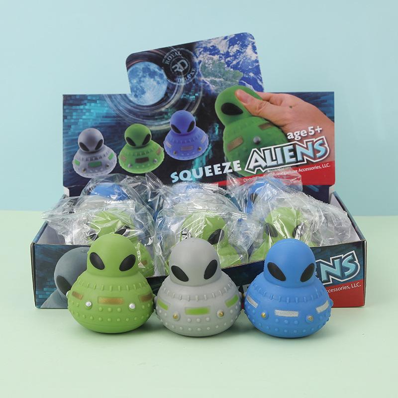 Инопланетная игрушка-сквиш - Медленно восстанавливающаяся кукла-антистресс и креативная летающая тарелка для снятия напряжения Green OPP Bag