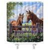 Horse Shower Curtain Western Farm Animal Horse Family Rustic Lavender Flower Tree Nature Farmhouse Country Scenery Polyester Curtains Bathroom Decor