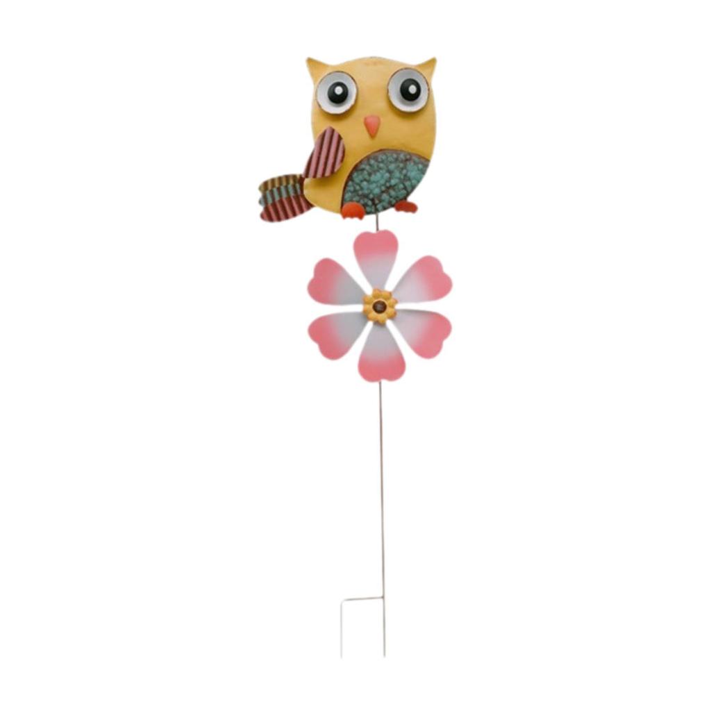 Metal Owl Garden Stake Lawn Ornament Art Decoration Owl Garden Decor Outdoor Wind Spinner for Patio Backyard Lawn Outdoor Indoor