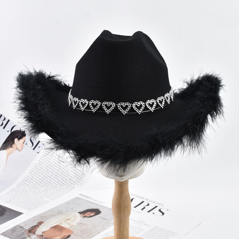 Fashion Party Cowboy Hat Autumn Winter Women Men Wide Brim Felt Cowgirl Hat Supplies Cosplay Costume Accessory