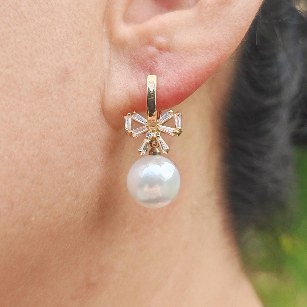 

1 пара сверкающих круглых/овальных висячих сережек с искусственным жемчугом для женщин с кубическим цирконием, галстук-бабочка, ювелирные изделия, свадебные аксессуары белый