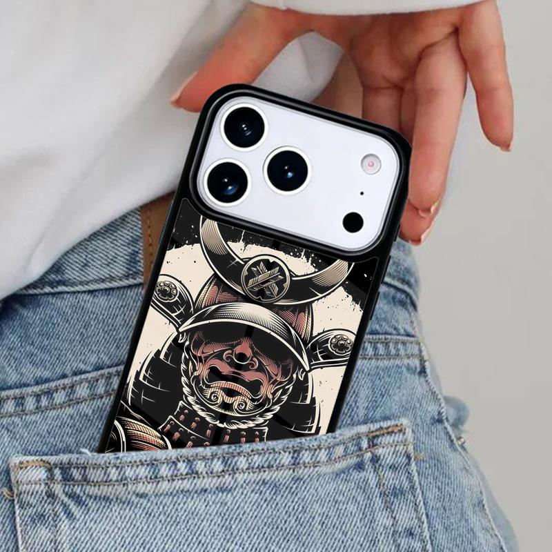 Samurai Mask Helmet Soft Phone Case for iPhone 17ProMax 12 13 14 15 16e 17 Pro Max Plus Air Cover