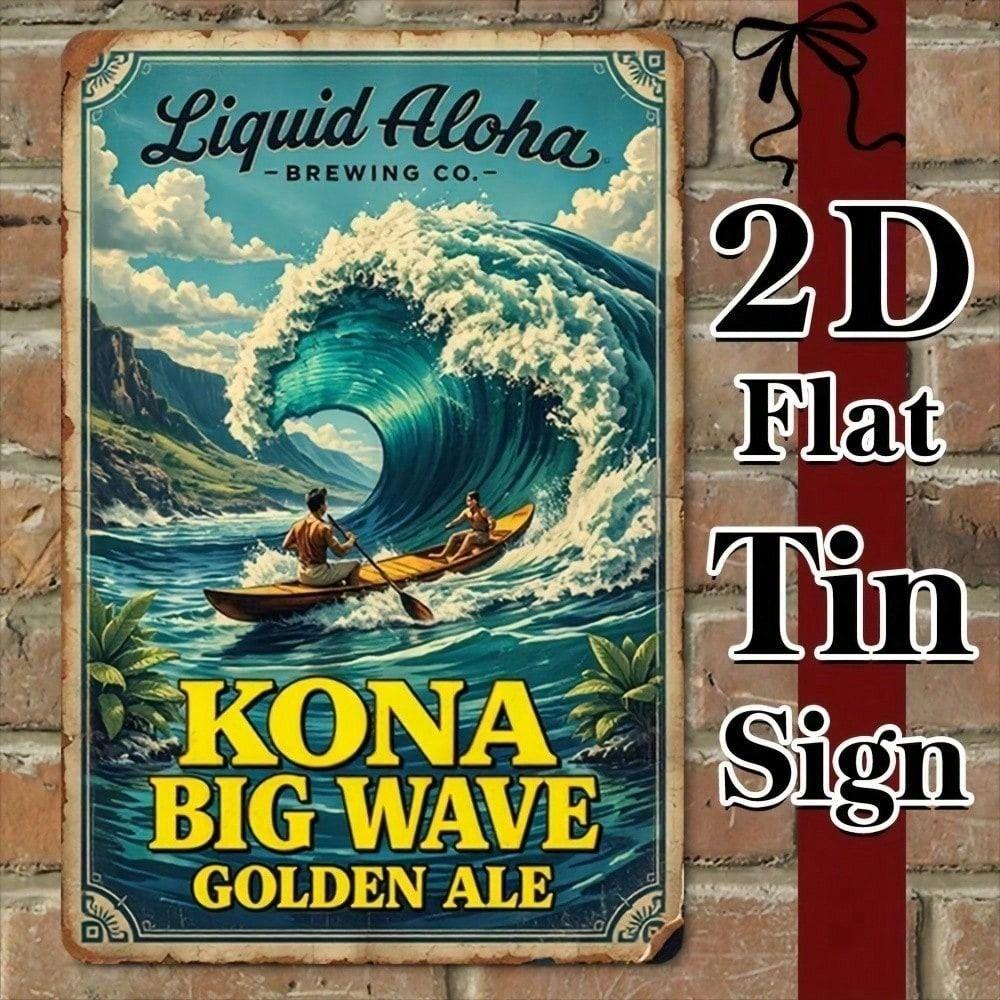 Металлический Плакат Aloha Brewing Co Ретро Вывеска для Бара Винтажная Пивная Жестяная Вывеска 8x12 Дюймов