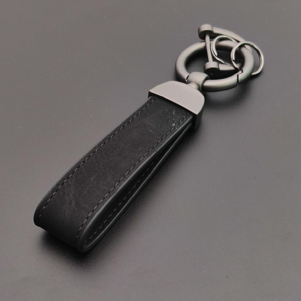 Minimalist Stainless Steel Metal Keyring Leather Car Keychain Pendant Laser Engrave Customized Name Vintage Accessory Gift