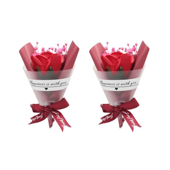 2 st Minitorkade Blomsterbuketter Konstgjorda Rosor Naturlig Brudslöja Blomsterbukett för Fotorekvisita DIY-Hantverk Hem Bröllopsfest Dekoration