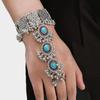 Braccialetto da Dito Boemo Stile Indiano Turchese Minimalista Anello Bracciale Argento Pendente Nappa Vintage Eccessivo Catena da Mano