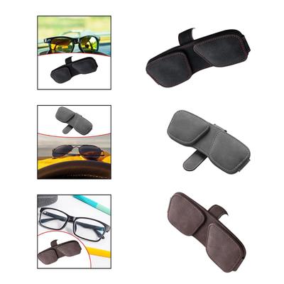 Clip Porte-Lunettes de Soleil pour Voiture Accroche-Lunettes Clip Cuir PU Pratique Magnétisme pour Lunettes de Différentes Tailles Porte-Lunettes