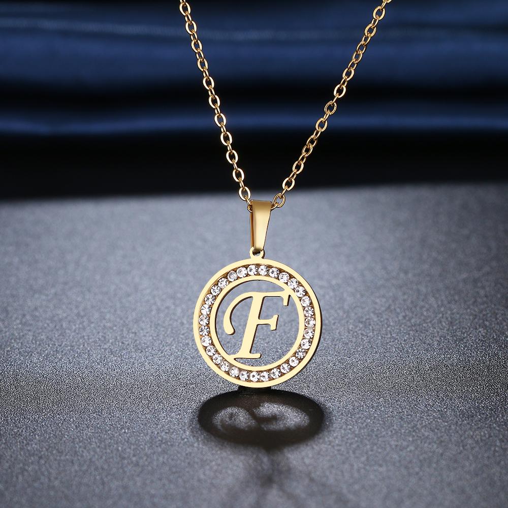 316L Stainless Steel 26 Letters A-Z Necklace NEW Crystal Rhinestone Necklaces for Women Wedding Valentine's Day Gifts