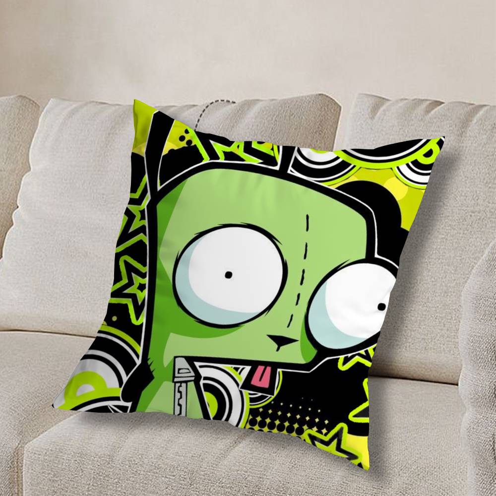 cool Invader Zim Gir I love Pillow Case Square Double-Sided Printing Short Plush Sofa Cushion Cover Bedroom Bedside Pillow