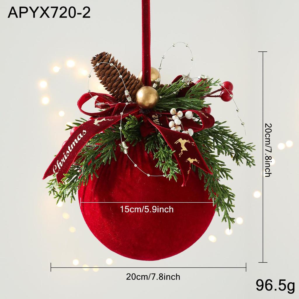 Red Flocked Fabric Christmas Tree Ornament Ball