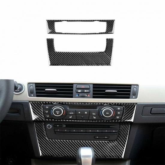 For BMW 3 Series E90 E92 2005-12 Carbon Fiber Console CD & AC Panel Cover Trim