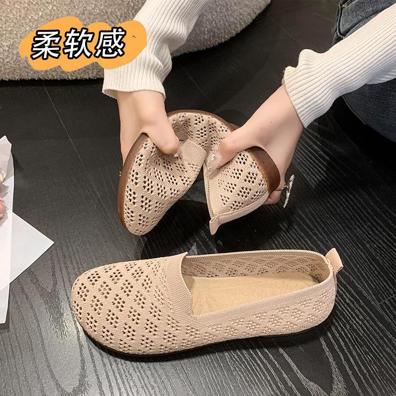 Women's flat bottomed mother's shoes breathable sandals soft soled white shoes summer women's style one foot lazy single shoes