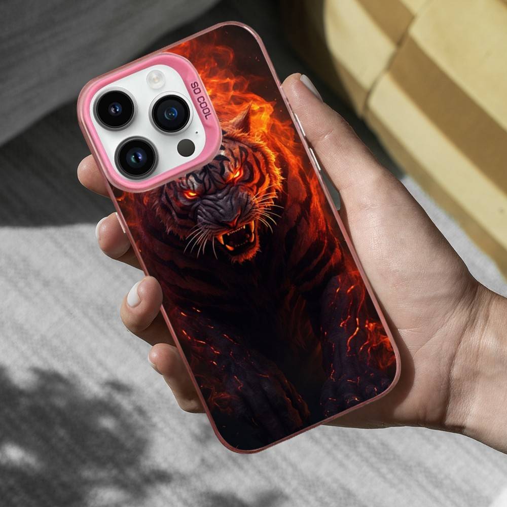

Cool Art Tiger Myth Phone Case For iPhone 16,15,14,17,13,12,11,Mini,Pro,SE,XS,MAX Pink Matte Silicone Cover iPhone16e