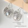 Ethnische Silberfarbene Metall-Schnitzerei-Muster Ovale Inlay-Imitation Mondstein Hängeohrringe für Damen Schmuck
