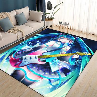 3D M-MIKUS Musik VOCALOID Cartoon Mädchen Teppich für Wohnzimmer Schlafzimmer Heimdekoration, Kinder Spiel rutschfest für Sofa Fußmatte
